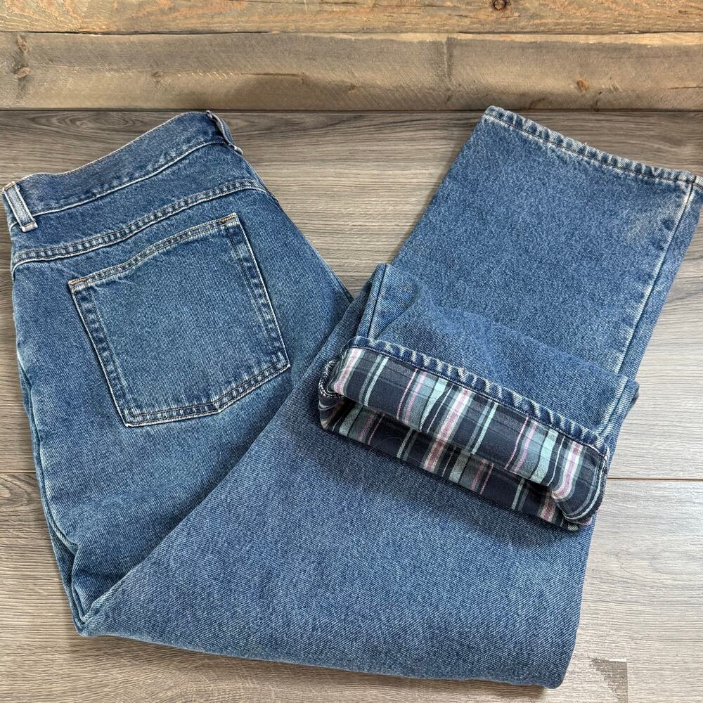 LL Bean Flannel Lined Jeans Size 20 Med Tall Original Fit Heritage Cabincore